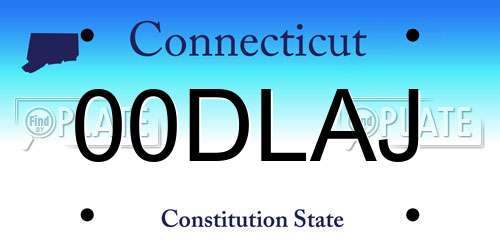 00DLAJ Connecticut License Plate