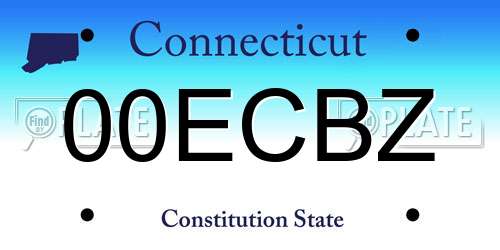 00ECBZ Connecticut License Plate