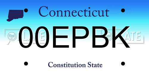 00EPBK Connecticut License Plate