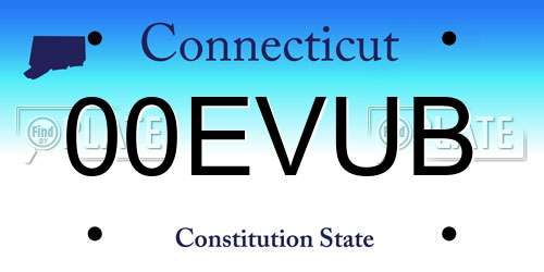 00EVUB Connecticut License Plate