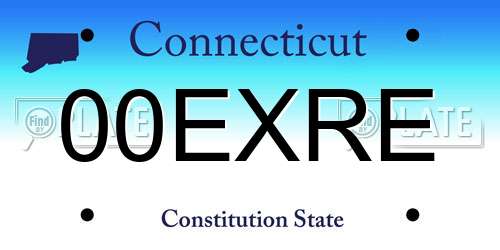 00EXRE Connecticut License Plate