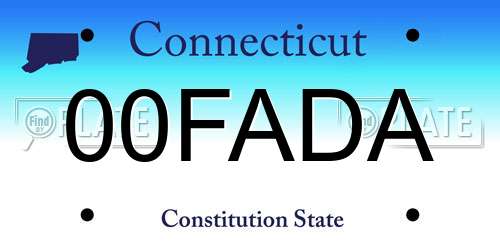 00FADA Connecticut License Plate