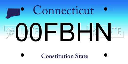 00FBHN Connecticut License Plate