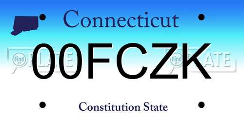 00FCZK Connecticut License Plate
