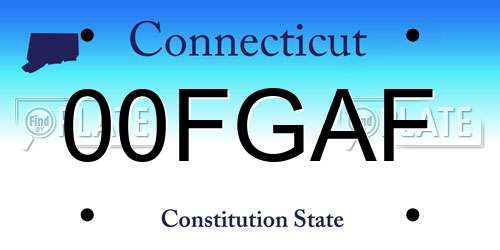00FGAF Connecticut License Plate