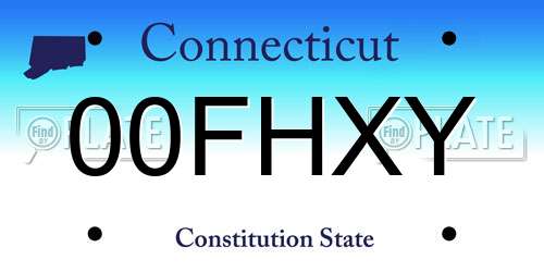 00FHXY Connecticut License Plate