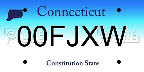 00FJXW Connecticut License Plate