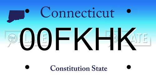 00FKHK Connecticut License Plate