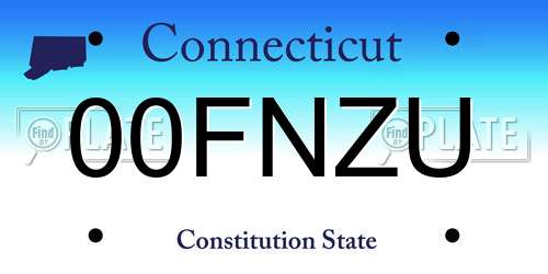 00FNZU Connecticut License Plate