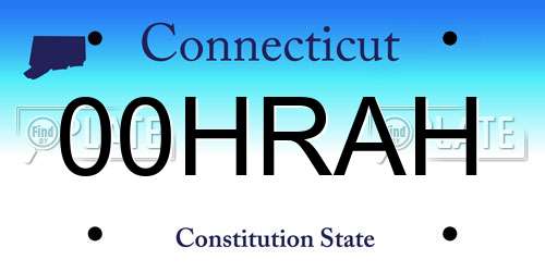 00HRAH Connecticut License Plate