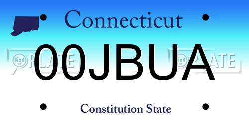 00JBUA Connecticut License Plate