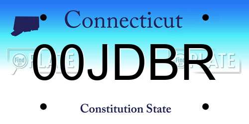 00JDBR Connecticut License Plate