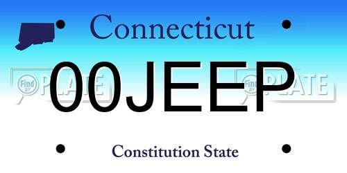 00JEEP Connecticut License Plate