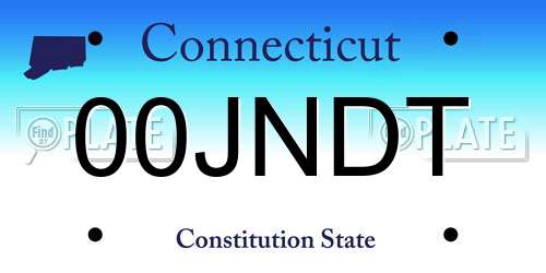 00JNDT Connecticut License Plate