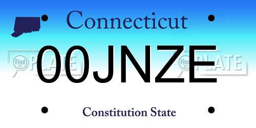 00JNZE Connecticut License Plate