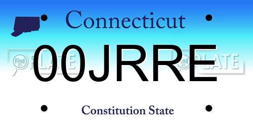 00JRRE Connecticut License Plate