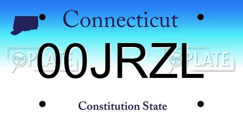 00JRZL Connecticut License Plate