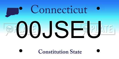 00JSEU Connecticut License Plate