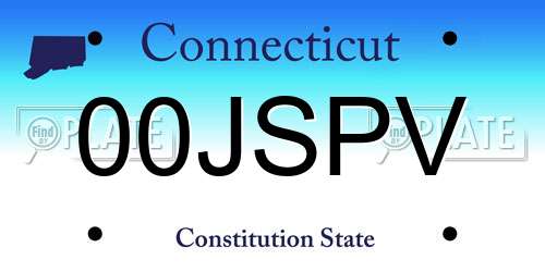 00JSPV Connecticut License Plate