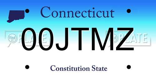 00JTMZ Connecticut License Plate