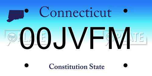 00JVFM Connecticut License Plate