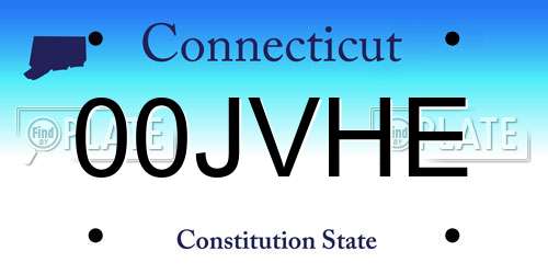 00JVHE Connecticut License Plate