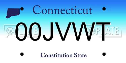 00JVWT Connecticut License Plate