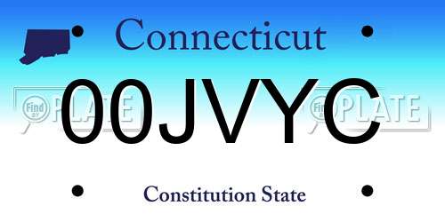 00JVYC Connecticut License Plate