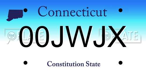 00JWJX Connecticut License Plate