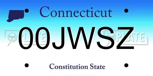 00JWSZ Connecticut License Plate