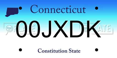 00JXDK Connecticut License Plate