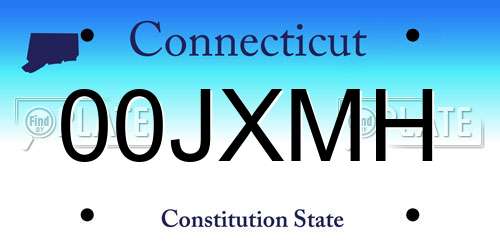 00JXMH Connecticut License Plate