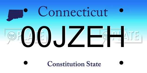 00JZEH Connecticut License Plate