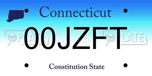 00JZFT Connecticut License Plate