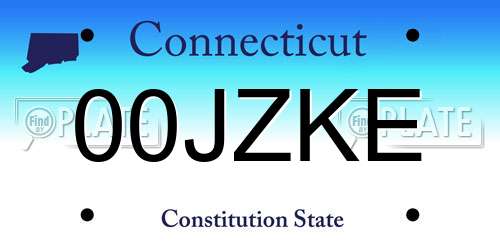 00JZKE Connecticut License Plate
