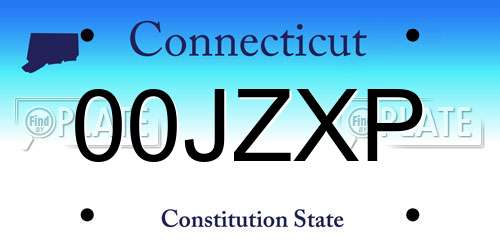 00JZXP Connecticut License Plate