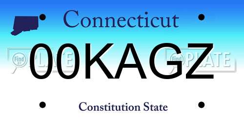 00KAGZ Connecticut License Plate