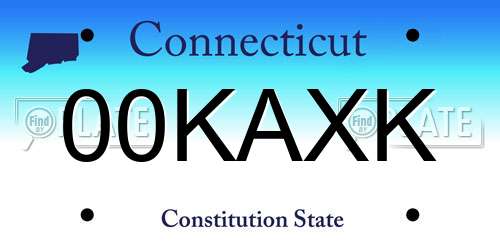 00KAXK Connecticut License Plate