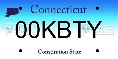 00KBTY Connecticut License Plate