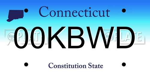 00KBWD Connecticut License Plate