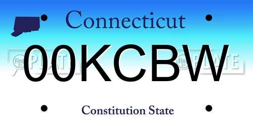00KCBW Connecticut License Plate