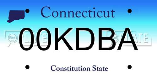 00KDBA Connecticut License Plate