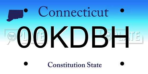00KDBH Connecticut License Plate