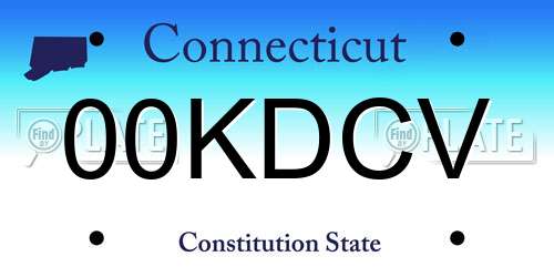 00KDCV Connecticut License Plate