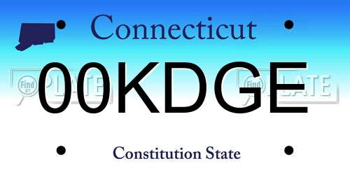 00KDGE Connecticut License Plate