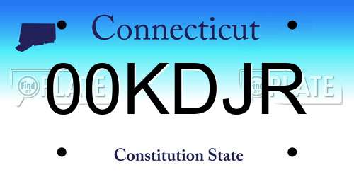 00KDJR Connecticut License Plate