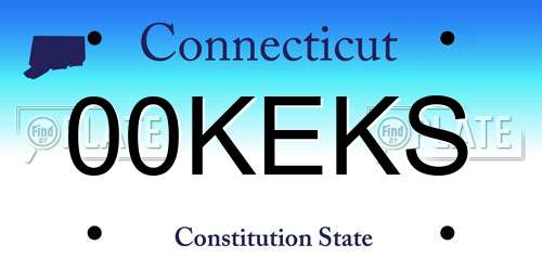 00KEKS Connecticut License Plate