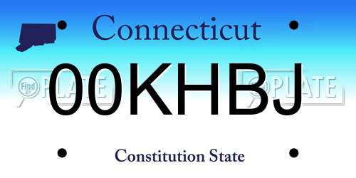 00KHBJ Connecticut License Plate