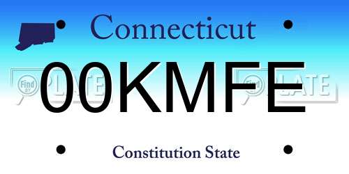 00KMFE Connecticut License Plate