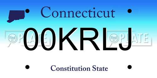 00KRLJ Connecticut License Plate